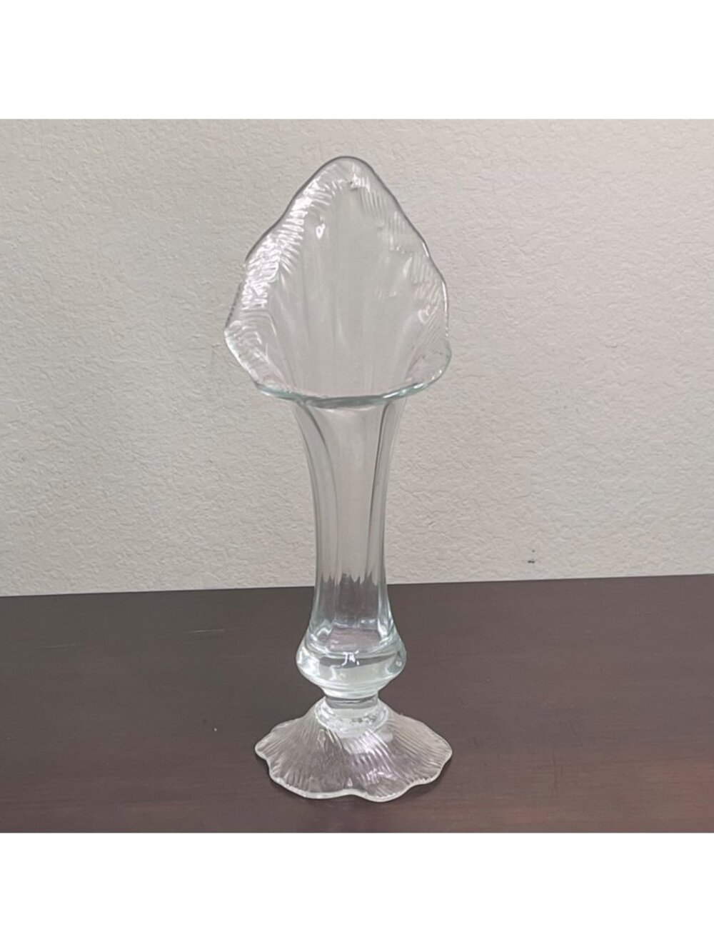 Vintage Hand-Blown Glass Vase Jack in the Pulpit Calla Lily Iris Green Tint 13"